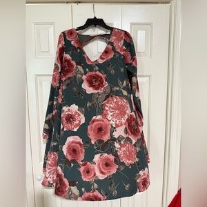 Peach Love Women’s Floral Long Sleeve Dress